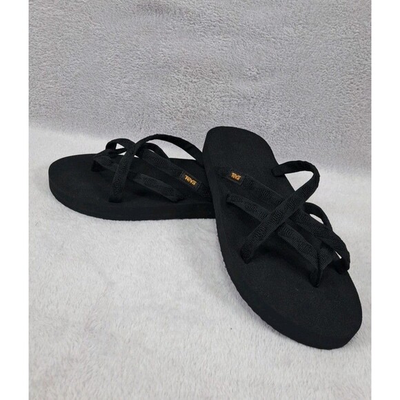 Teva Olowahu Slides Black Slip On Sandals Flip Flops 6840 Size 8 Womens Comfy - Picture 6 of 10